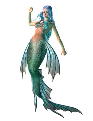 Mystical Blue Mermaid PNG Image