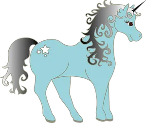 Mystical_ Blue_ Unicorn_ Graphic PNG Image