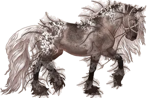 Mystical Dappled Horse Illustration PNG Image