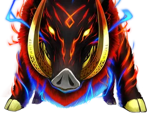 Mystical_ Fire_ Boar_ Artwork PNG Image