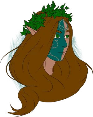 Mystical Forest Elf Portrait PNG Image