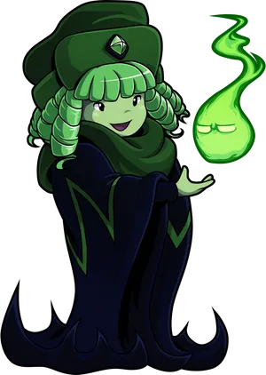 Mystical Green Witch Character PNG Image