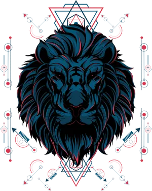 Mystical_ Lion_ Sacred_ Geometry_ Art PNG Image