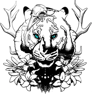 Mystical Lion Tattoo Design PNG Image