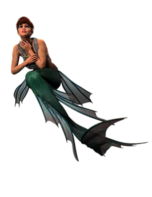 Mystical Mermaid Pose PNG Image