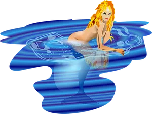 Mystical Mermaid Water Illusion PNG Image