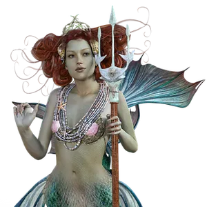 Mystical_ Mermaid_with_ Trident PNG Image