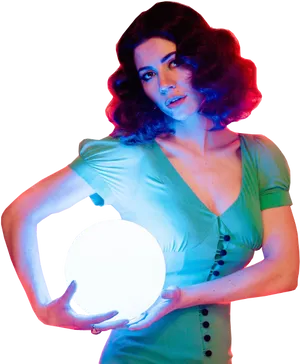 Mystical Orb Woman PNG Image