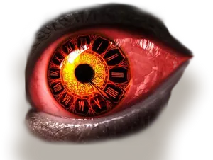 Mystical_ Red_ Eye_ Clock_ Design PNG Image