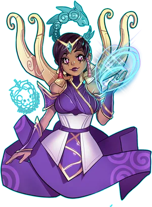 Mystical Sorceress Casting Spell PNG Image