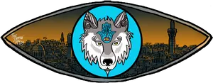 Mystical Wolf Eye Cityscape PNG Image