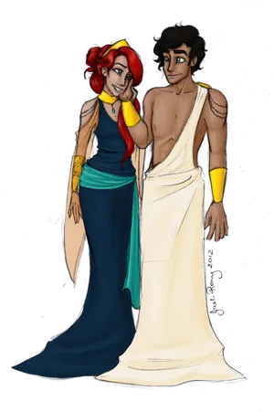 Mythical Couple Illustration PNG Image