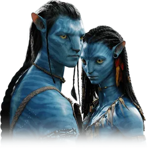 Na'vi Couple Avatar Movie PNG Image