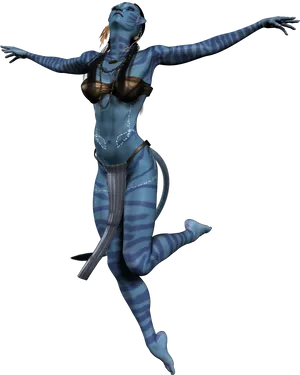 Na'vi Female Dancing Pose Avatar PNG Image