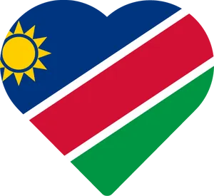 Namibia Flag Heart Shaped PNG Image