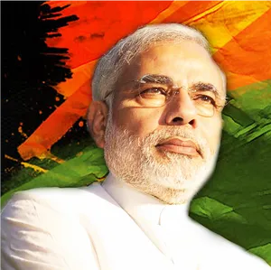 Narendra Modi Against Tri Color Background PNG Image