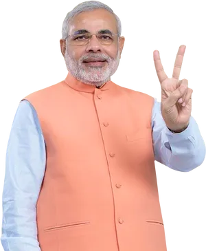 Narendra Modi Victory Sign PNG Image