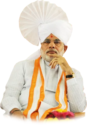 Narendra Modiin Traditional Attire PNG Image