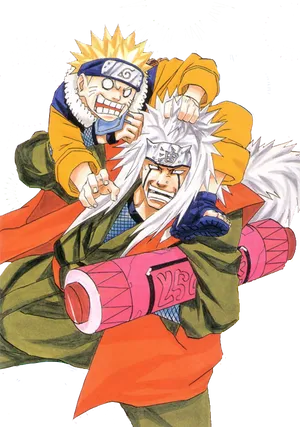 Naruto_and_ Jiraiya_ Anime_ Illustration PNG Image