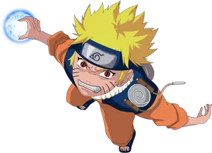 Naruto Performing Rasengan PNG Image