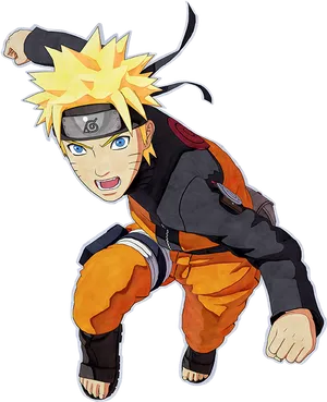 Naruto Uzumaki Action Pose PNG Image