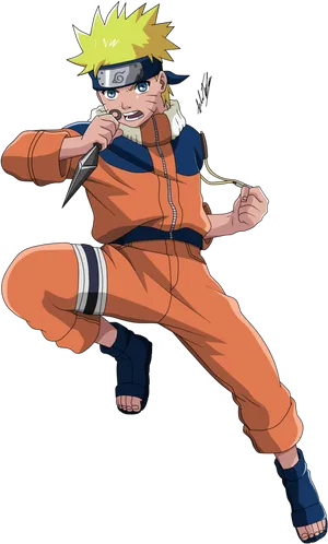 Naruto Uzumaki Action Pose PNG Image