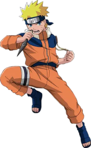 Naruto Uzumaki Action Pose PNG Image