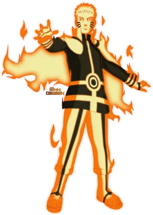 Naruto Uzumaki Fire Chakra Mode PNG Image