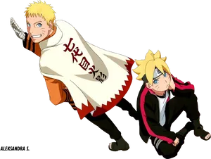 Narutoand Boruto Hokage Cloak PNG Image