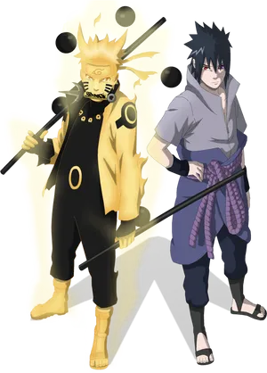 Narutoand Sasuke Anime Illustration PNG Image