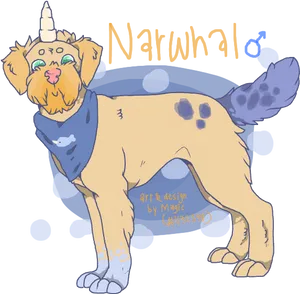 Narwhal Inspired Dog Creature Art PNG Image