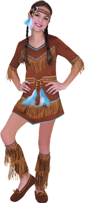 Native American Costume Girl PNG Image