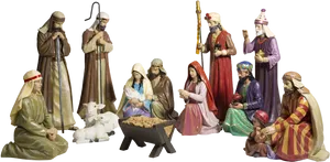 Nativity Scene Figurines Set PNG Image