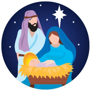 Nativity Scene Illustration PNG Image