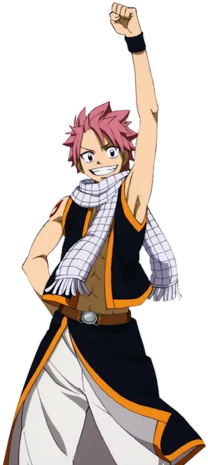 Natsu Celebratory Pose PNG Image