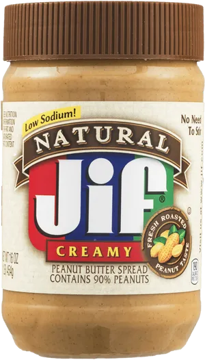 Natural Jif Creamy Peanut Butter Jar PNG Image