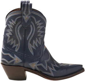 Navy Blue Embroidered Cowboy Boot.png PNG Image