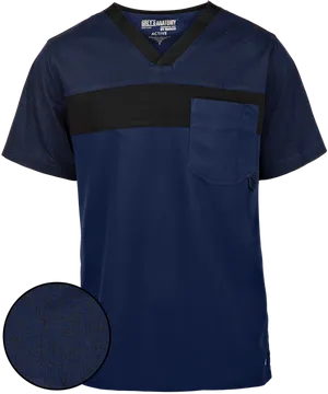 Navy Blue Medical Scrub Top PNG Image