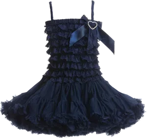 Navy Blue Ruffled Dress PNG Image