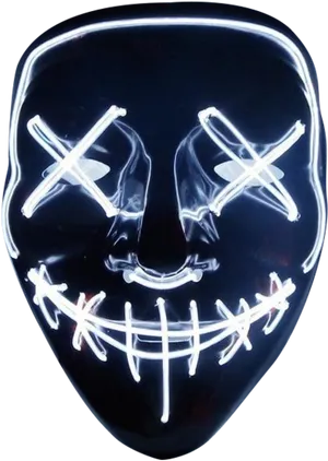 Neon Anonymous Mask PNG Image