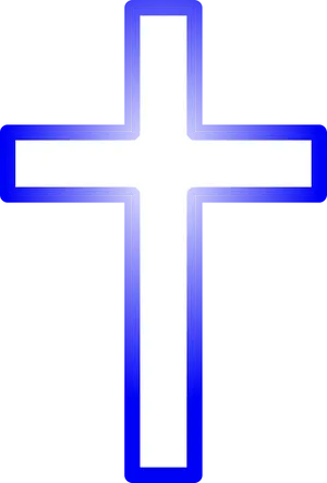 Neon Blue Outlined Cross PNG Image