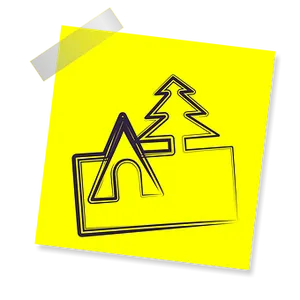 Neon Camping Icon Sticky Note PNG Image