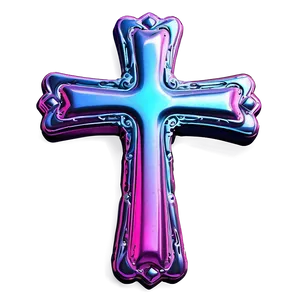 Neon Chrome Heart Cross Concept Png 8 PNG Image