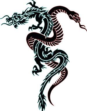 Neon Dragon Tattoo Design PNG Image