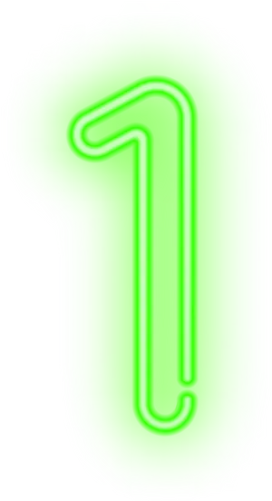 Neon Glow Number One PNG Image