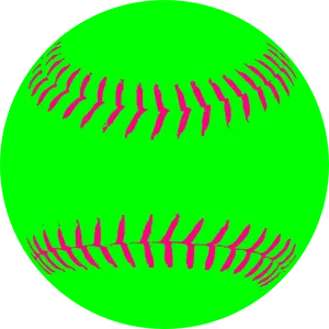 Neon Green Baseballwith Pink Stitches PNG Image