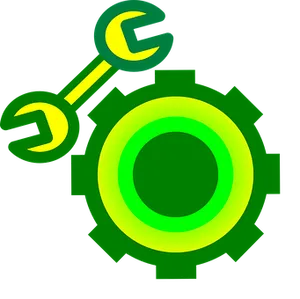 Neon Green Gearand Wrench Icon PNG Image