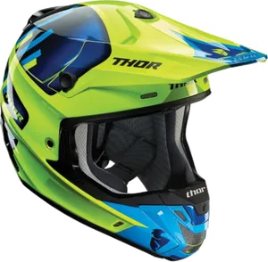 Neon Green Motocross Helmet Thor Brand PNG Image