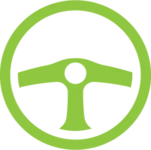 Neon Green Steering Wheel Icon PNG Image