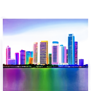 Neon Lights Miami Skyline Png 4 PNG Image